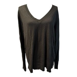 Ava & Viv Black V-Neck Long Sleeve Top